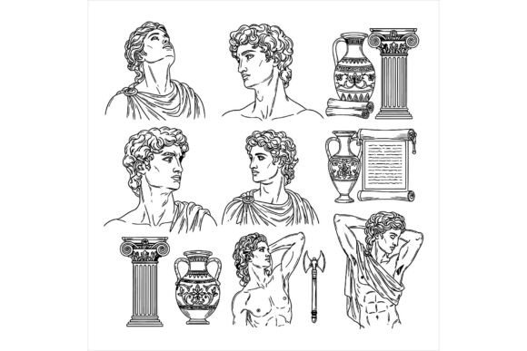 Ancient Roman Illustrations and Statues for Embroidery