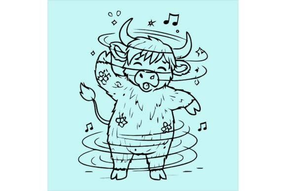 Cartoon Bull Dancing with Musical Notes Freebies for Handmade Creators