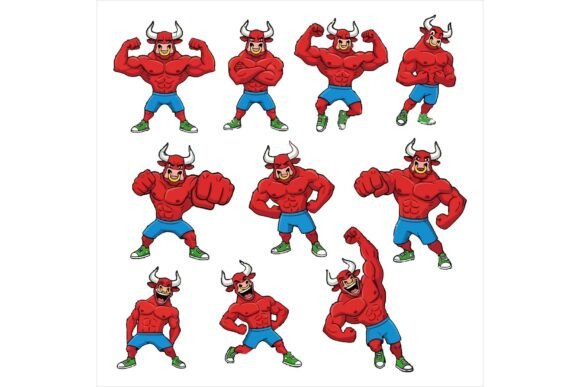 Cartoon Devil Characters Posing Strong: A Bold Illustration for Digital Sellers
