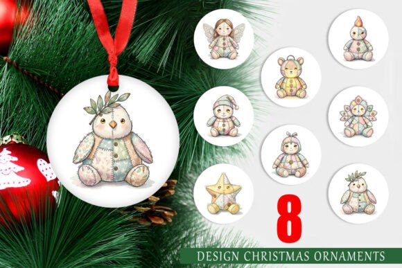 Celestial Holiday Patchwork Ornament: A Festive Graphic Design Asset for Creative Sellers