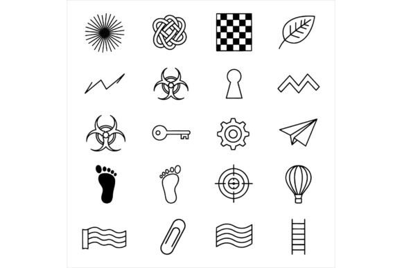 Collection of Various Line Art Icons for Local Business Branding