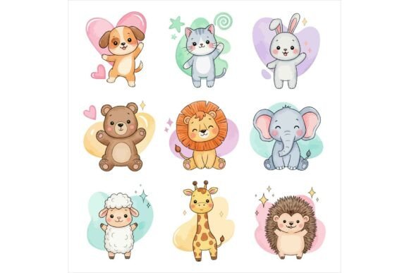 Cute Cartoon Animals and Baby Illustrations for Modern Branding