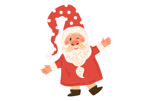 Cute Santa Waving Hello: A Festive Illustration for Crafting and Business