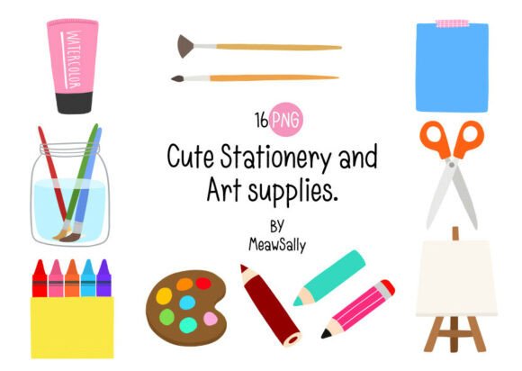 Cute Stationery and Art Supplies Illustrations for Real Craft Projects