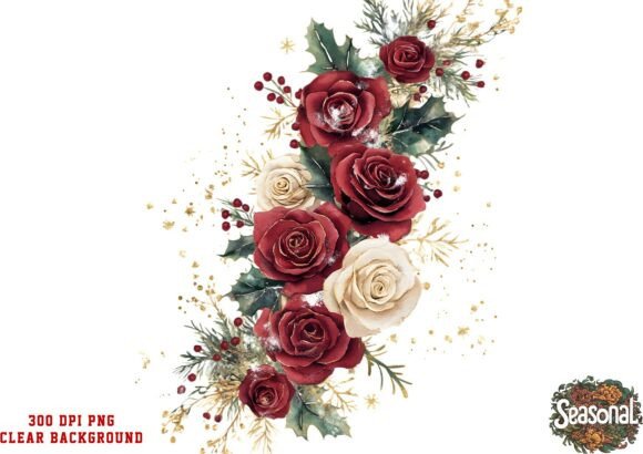 Dark Rose Holiday Bouquet PNG: A Versatile Illustration for Creative Projects