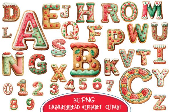 Gingerbread Alphabet Clipart: A Festive Graphic Design Asset for Creative Publishing