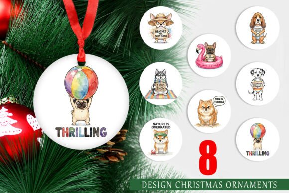 Grumpy Beach Dog Watercolor PNG Ornament Review for Digital Illustrations