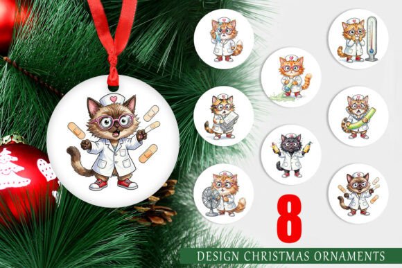 Heatwave Nurse Cat Ornament PNG for Crafting and Illustrations