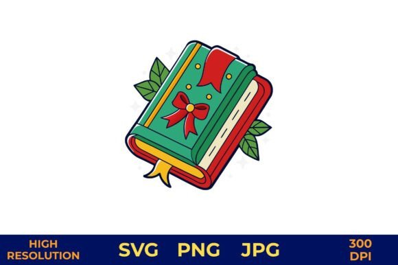 Holiday Book with Floral and Star: A Versatile Illustration for Digital Sellers