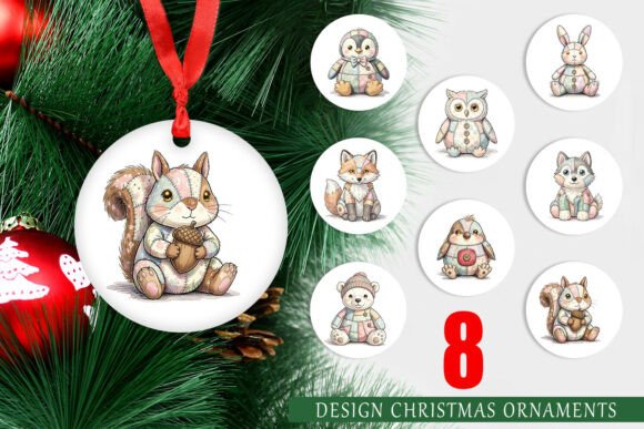 Patchwork Woodland Animal Ornament PNG: A Versatile Illustration for Handmade Creations