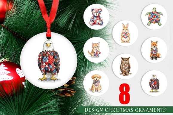 Patriotic Patchwork Animal Ornament: A Unique Illustration for Creative Projects