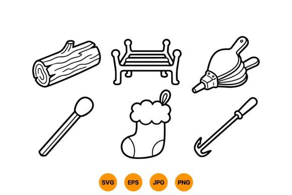 Rustic Fireplace Clipart Set: A Practical Graphic Design Asset for Handmade Creations