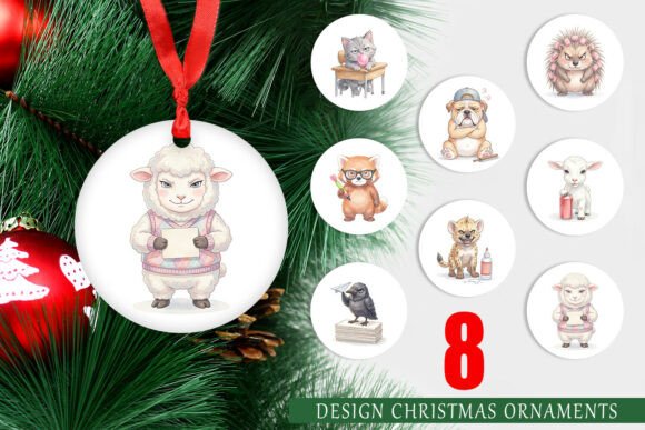 Sassy School Animal Digital Ornament: A Versatile Illustration for Creative Projects