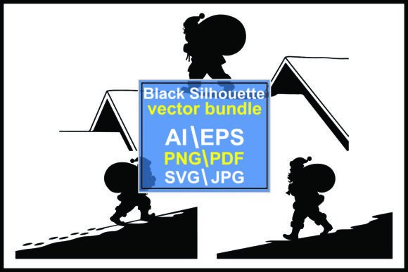 Silhouettes Santa Claus Climbing Roof: A Versatile Illustration for Content Creators