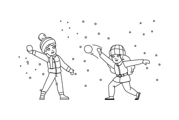 Snow Snowball Fight Kid Vector: A Playful Illustration for Digital Sellers