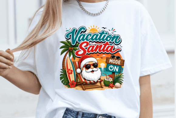 Vacation Santa Mode on PNG: A Festive Graphic Design Asset for Seasonal Projects