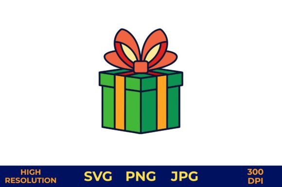 Vibrant, Festive Gift Box Illustration for Local Business Branding