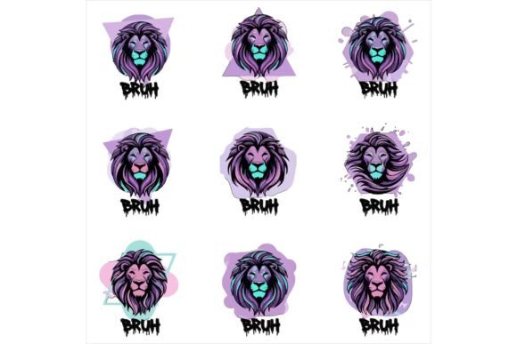 Vibrant Purple Lion Head Logos Bundle Review: A Bold Graphic Design Asset for Creative Marketers