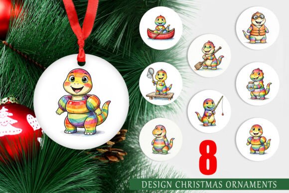 Vintage Lake Dino Watercolor Ornament: A Versatile Illustration for Digital Sellers