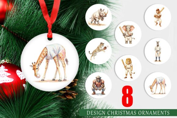 Vintage Safari Animal Baseball Ornament: A Unique Illustration for Content Design