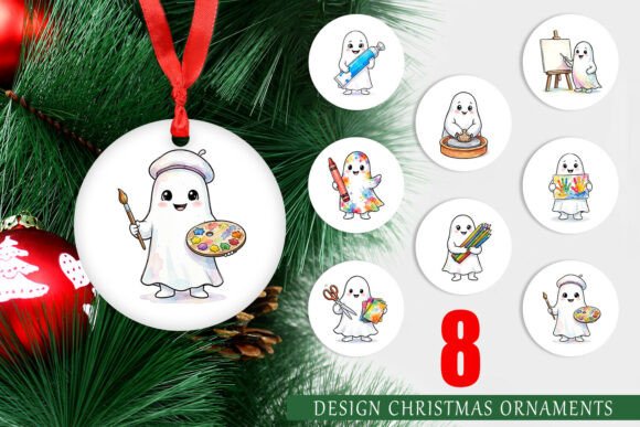 Watercolor Art Ghost Ornament: A Versatile Illustration for Content Creators