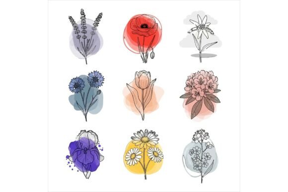 Watercolor Botanical Elements for Illustrations and Digital Products