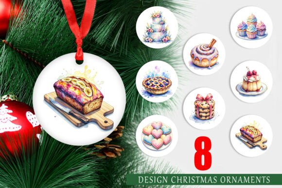 Watercolor Cake Pie Dessert Ornament PNG Review for Embroidery Projects