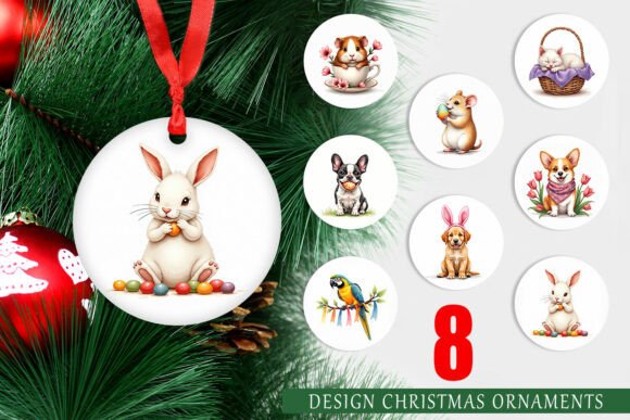 Watercolor Easter Pet Ornament for Local Business Branding