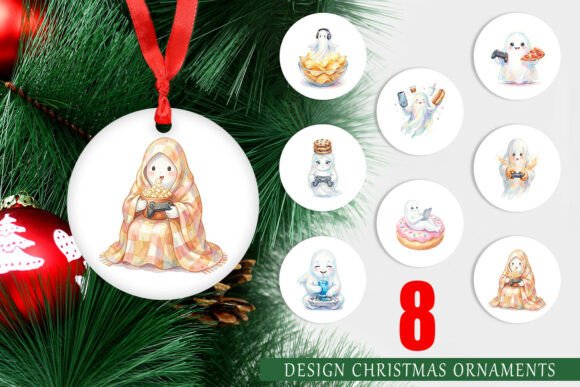 Watercolor Snack Gaming Ghost Ornament: A Versatile Illustration for Handmade Projects