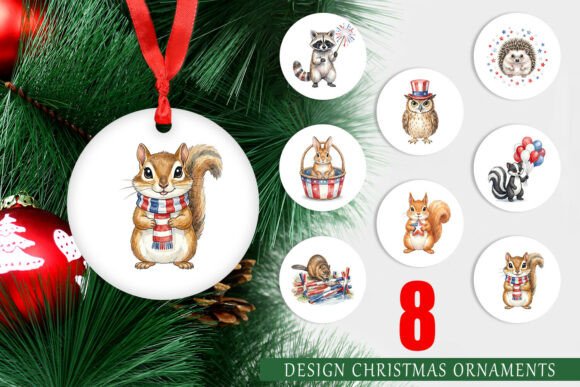 Woodland Patriotic Animal Ornament PNG: A Practical Illustration for Creative Sellers